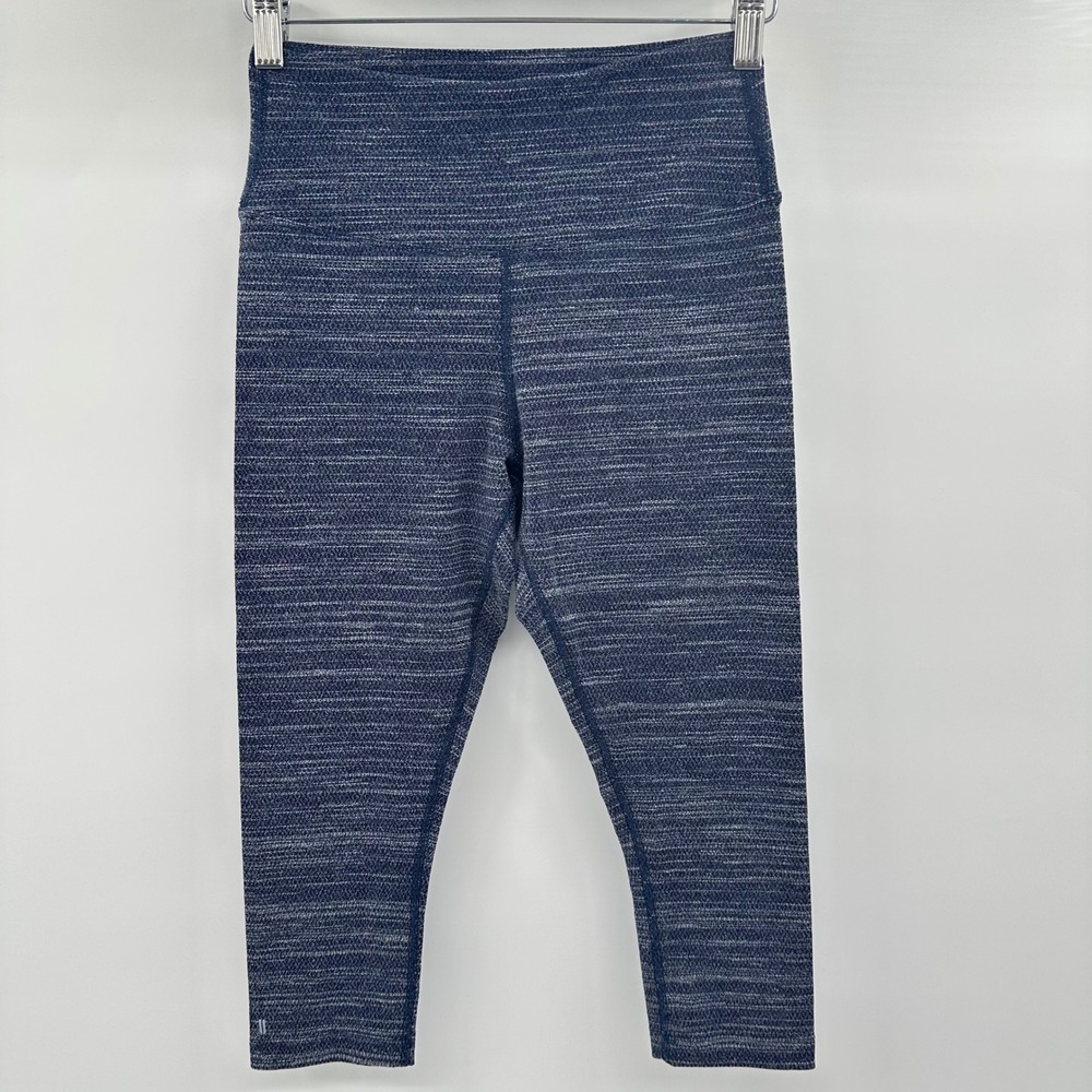 Nobull Womens Space Dye Heathered Navy Blue Cropped Leggings Size S High Rise